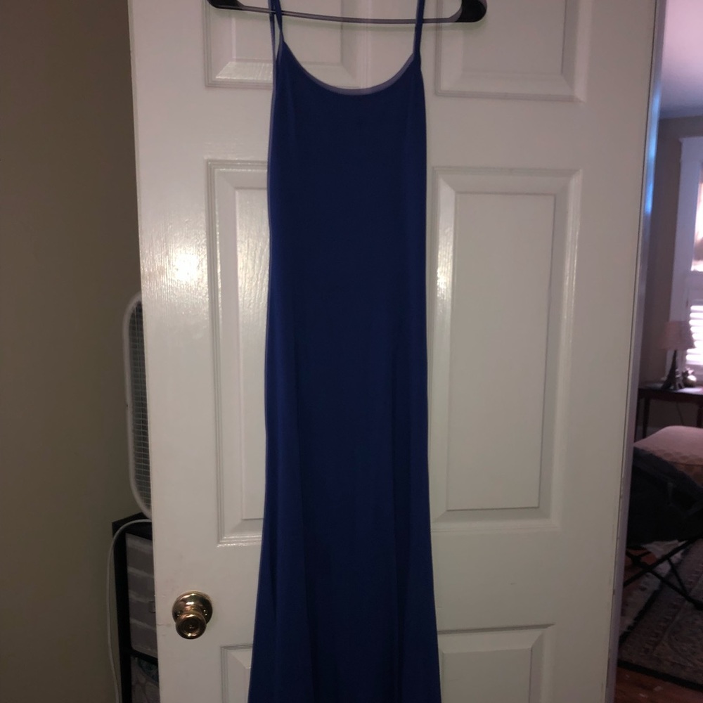 Backless Royal Blue Maxi Dress